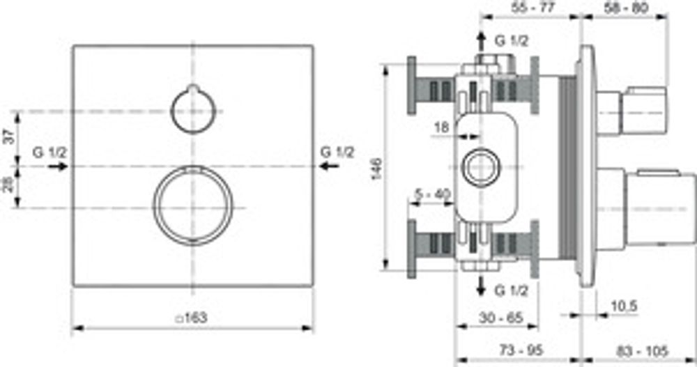 https://raleo.de:443/files/img/11ef179af7c415409eb18ddf7199d3ba/size_l/IS-Einzelthermostat-UP-Ceratherm-C100-BS2-Rosette-163x163mm-Chrom-A6956AA gallery number 7